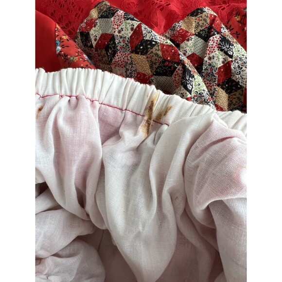 Women's Vintage Blouse & Circle Skirt Set & Belt, Red Lace Mixed Prints Size M - Picture 16 of 16